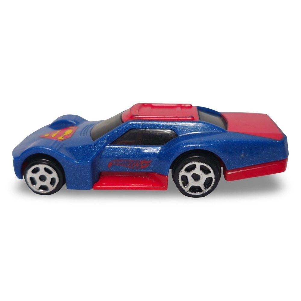 Hot Wheels Superman Character Car Kids Blue Red Excellent